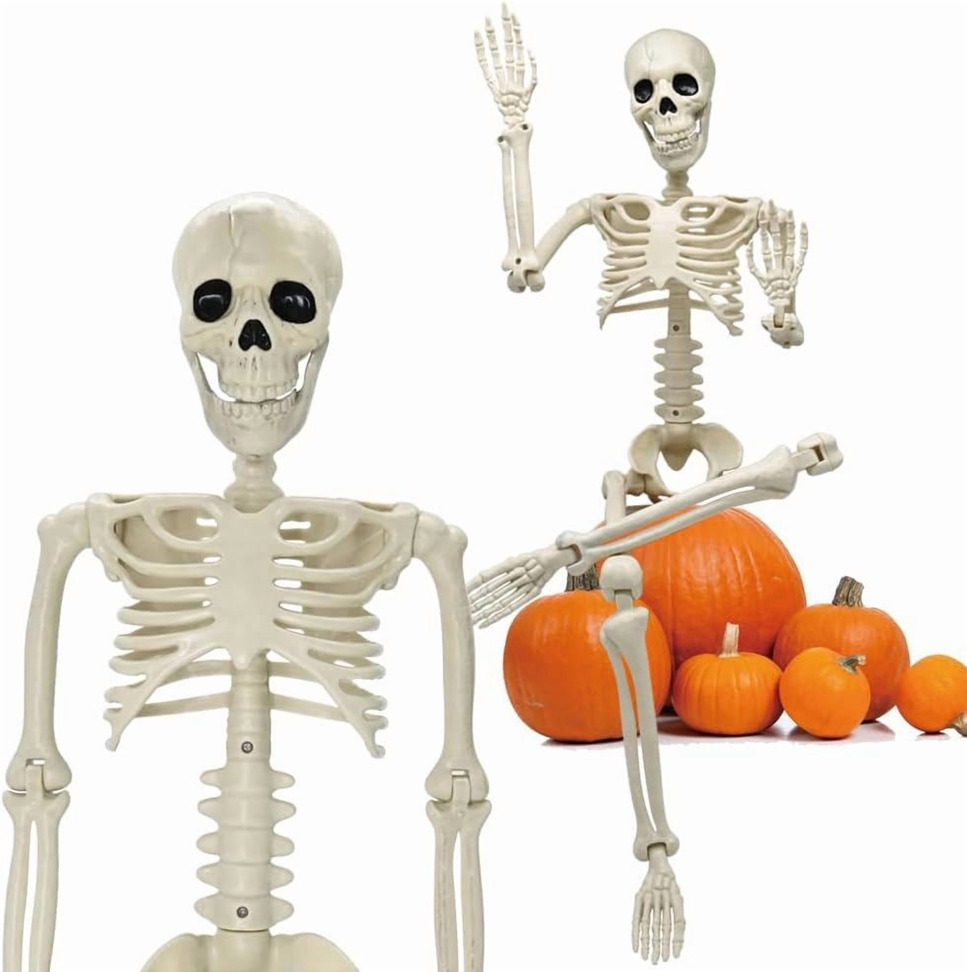 35" Halloween Skeleton Decoration  3 ft Body with Posable Joints for Indoor & Outdoor Yard Patio Lawn Garden Haunted Party Decor