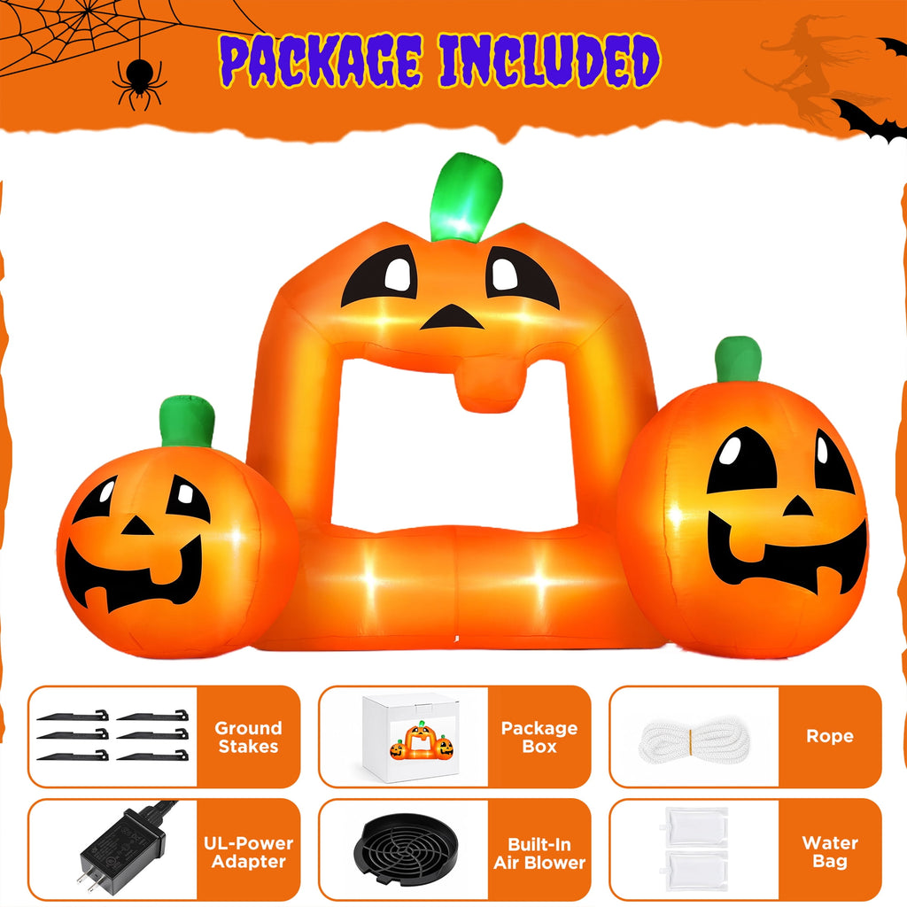 8.5FT Halloween Inflatable,Pumpkin Photo with Lights for Party Yard Decorations